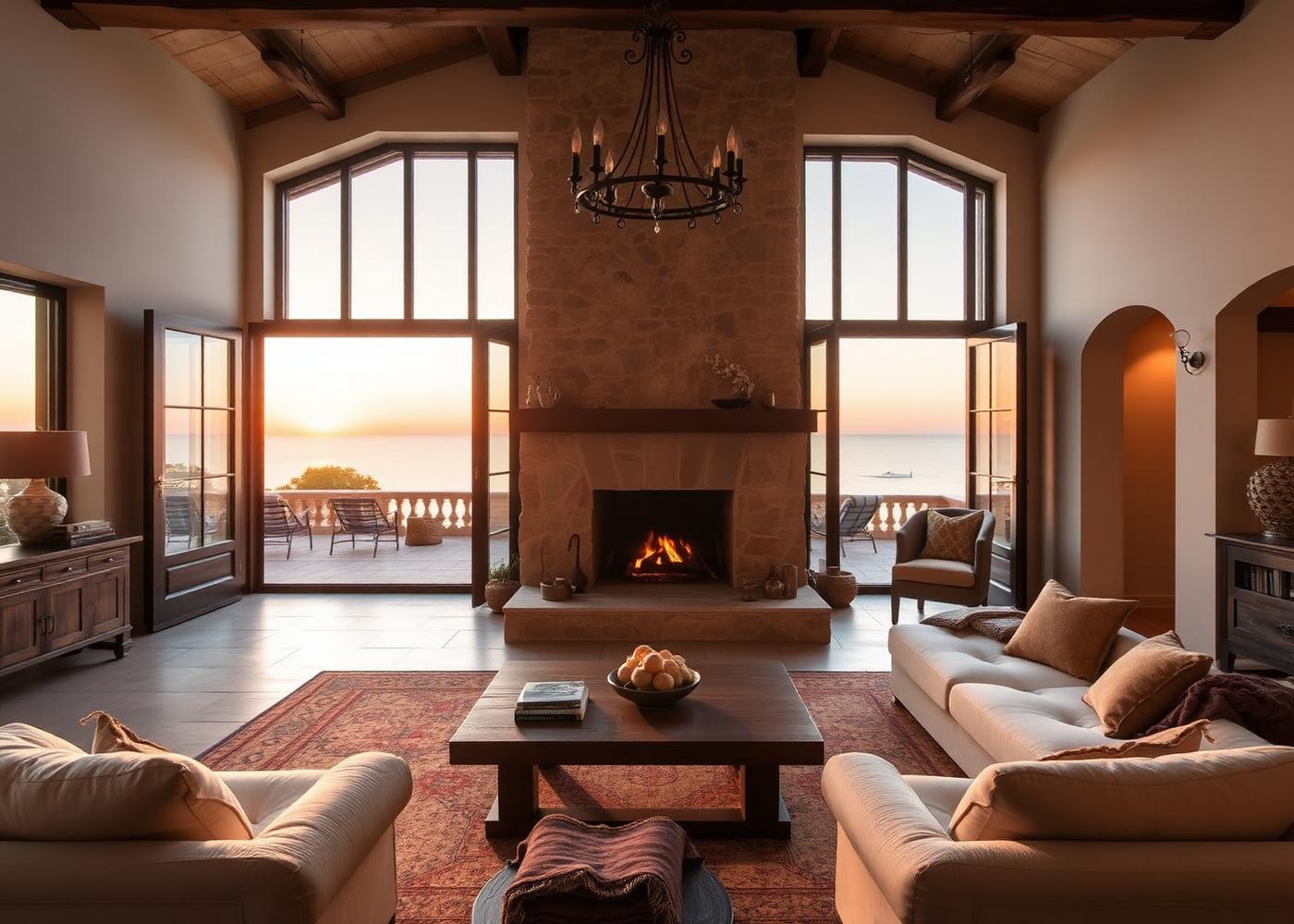 Chimenea encendida en marzo